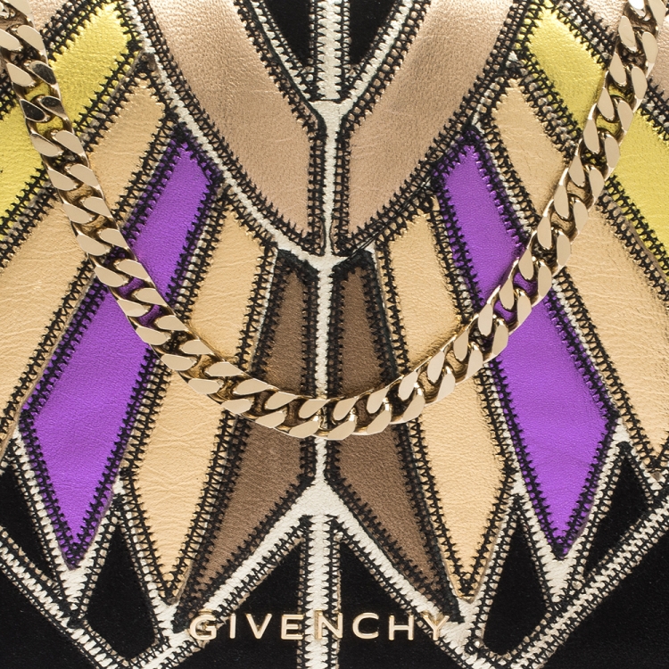 Pre Owned Givenchy Multicolor Leather and Suede Chain Clutch