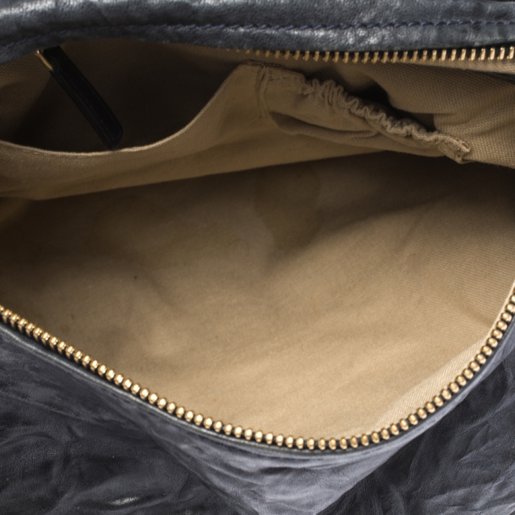 Pre Owned Givenchy Navy Blue Crinkled Leather Large Pandora Bag