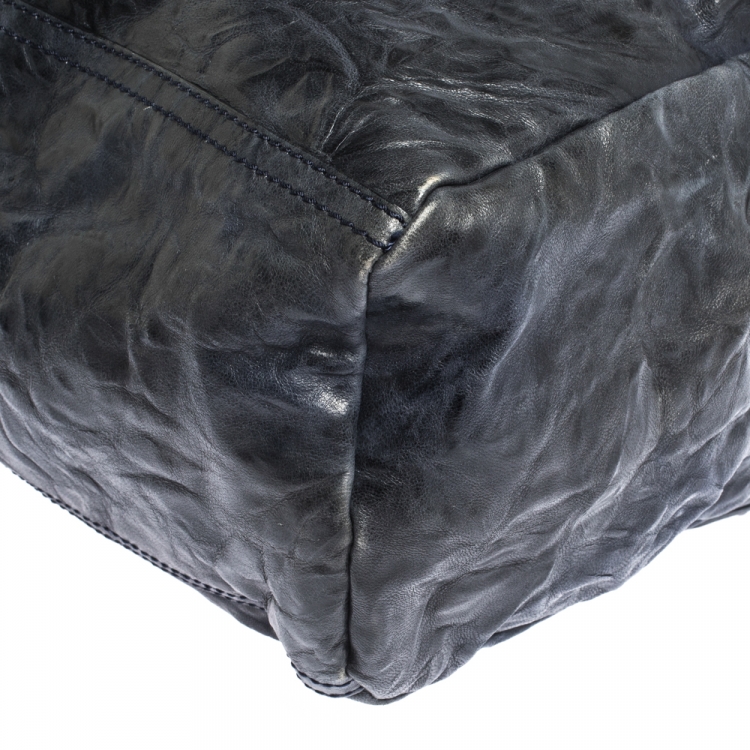 Pre Owned Givenchy Navy Blue Crinkled Leather Large Pandora Bag