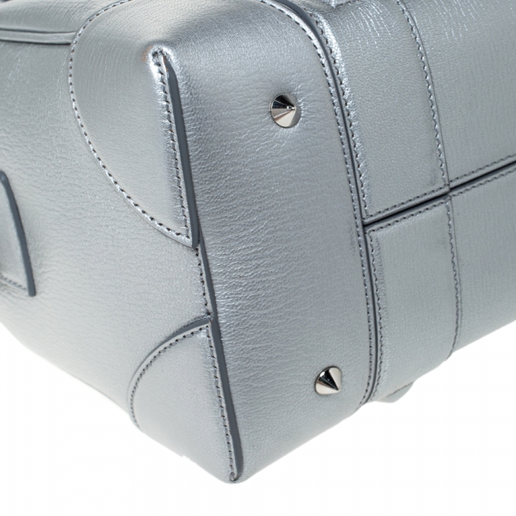 Pre Owned Givenchy Silver Leather Mini Lucrezia Duffel Bag