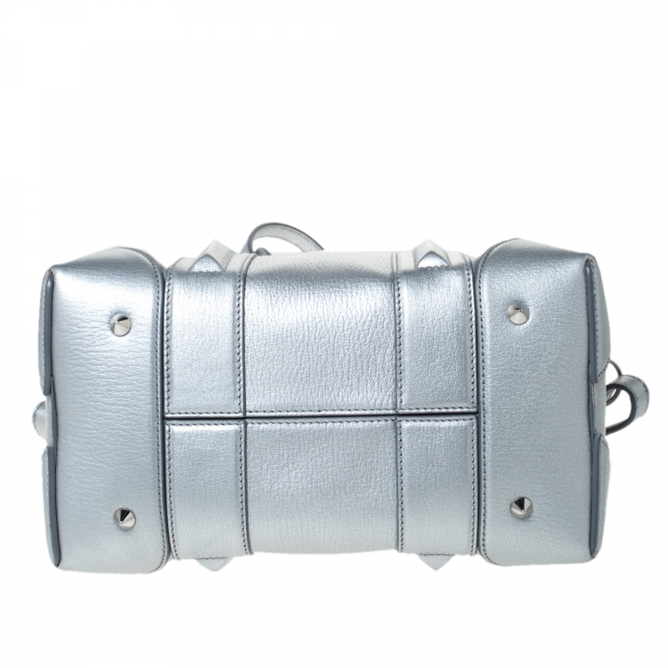 Pre Owned Givenchy Silver Leather Mini Lucrezia Duffel Bag