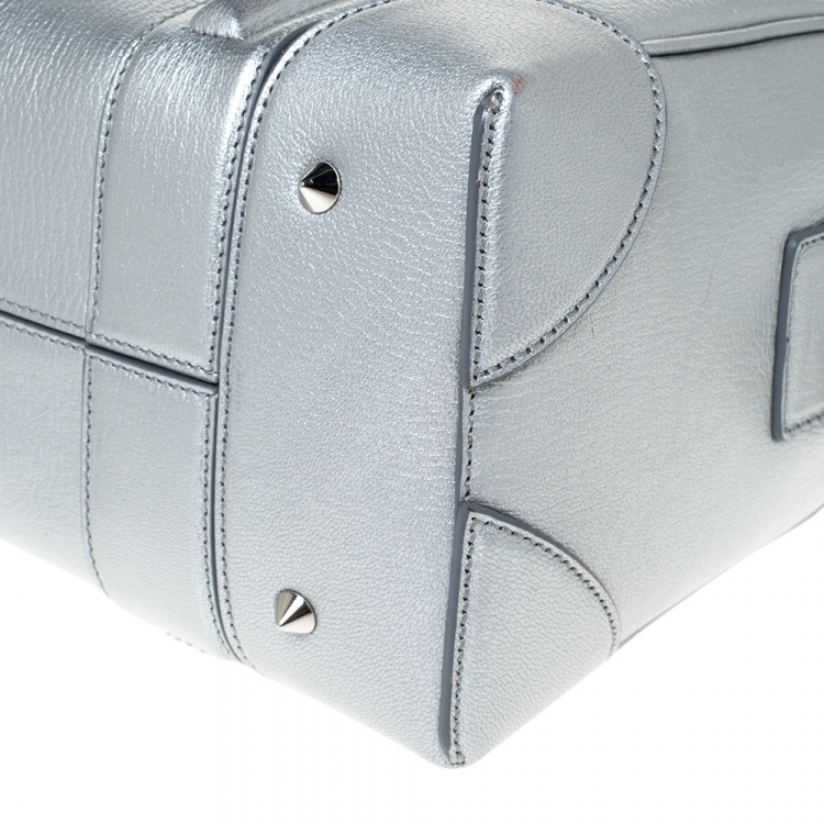 Pre Owned Givenchy Silver Leather Mini Lucrezia Duffel Bag