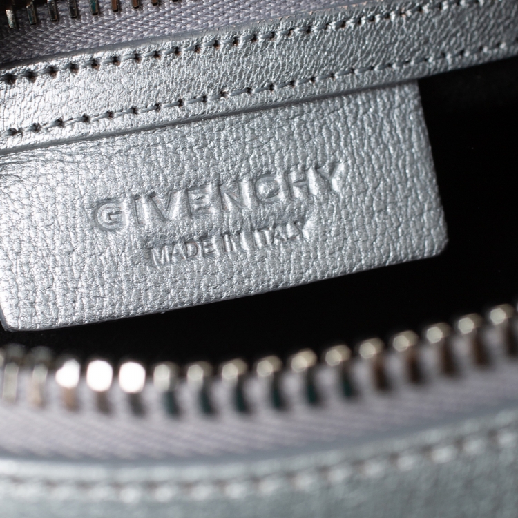 Pre Owned Givenchy Silver Leather Mini Lucrezia Duffel Bag