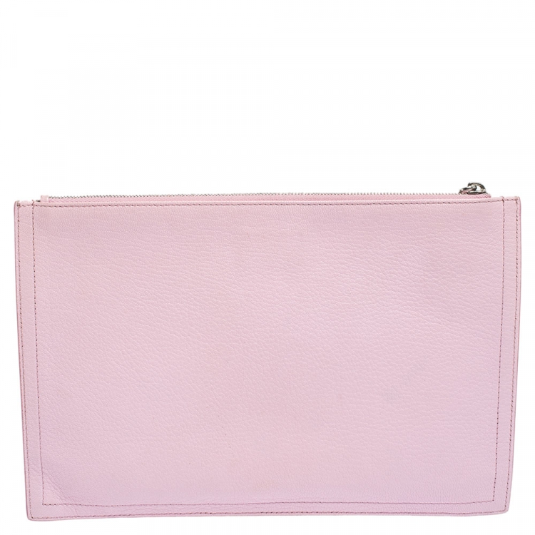 Pre Owned Givenchy Baby Pink Leather Antigona Zip Clutch