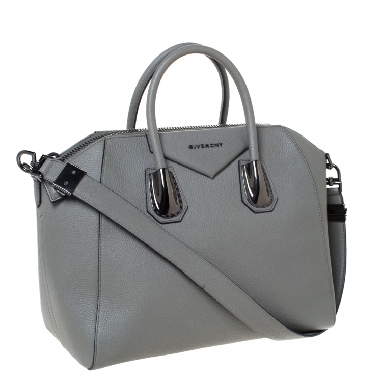 Pre Owned Givenchy Grey Leather Medium Antigona Satchel