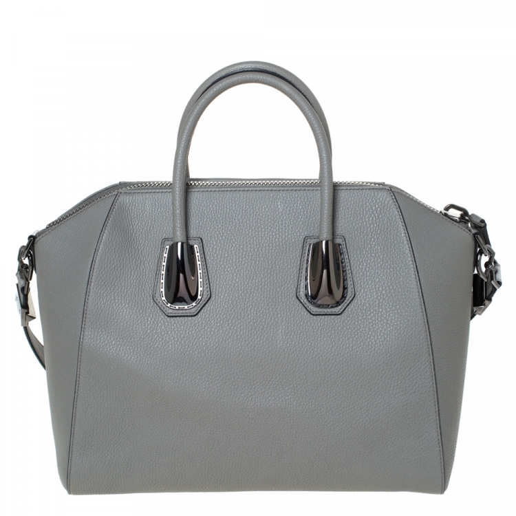 Pre Owned Givenchy Grey Leather Medium Antigona Satchel