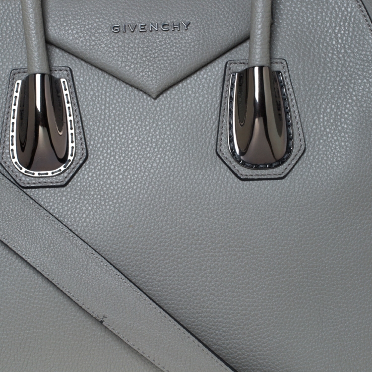 Pre Owned Givenchy Grey Leather Medium Antigona Satchel