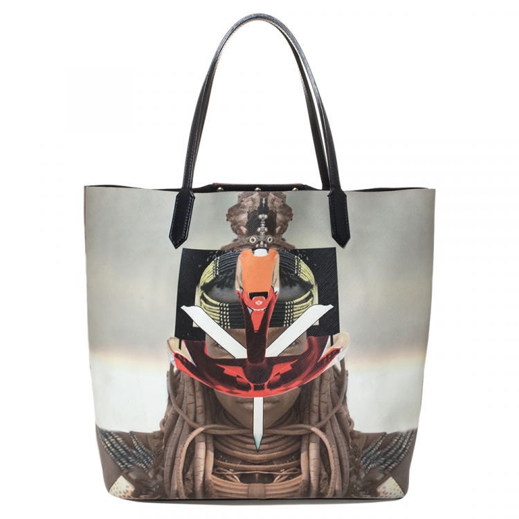 Pre Owned Givenchy Multicolor Tribal Coated Canvas and Leather Antigona Shopper Tote