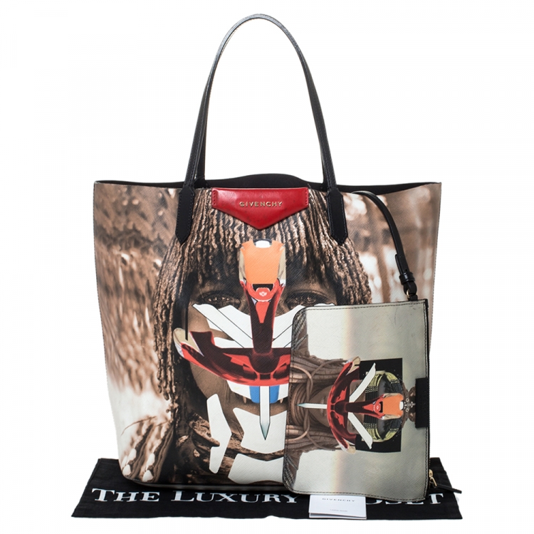 Pre Owned Givenchy Multicolor Tribal Coated Canvas and Leather Antigona Shopper Tote