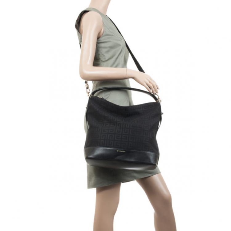 Pre Owned Givenchy Black Canvas and Leather Monogram Shoulder Bag