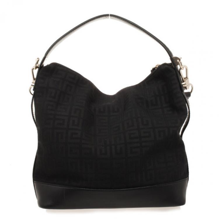 Pre Owned Givenchy Black Canvas and Leather Monogram Shoulder Bag