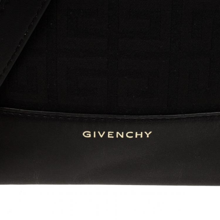 Pre Owned Givenchy Black Canvas and Leather Monogram Shoulder Bag