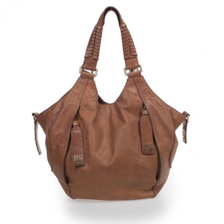 Pre Owned Givenchy Brown Monogram Leather Hobo