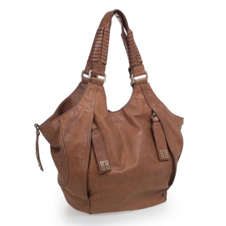 Pre Owned Givenchy Brown Monogram Leather Hobo
