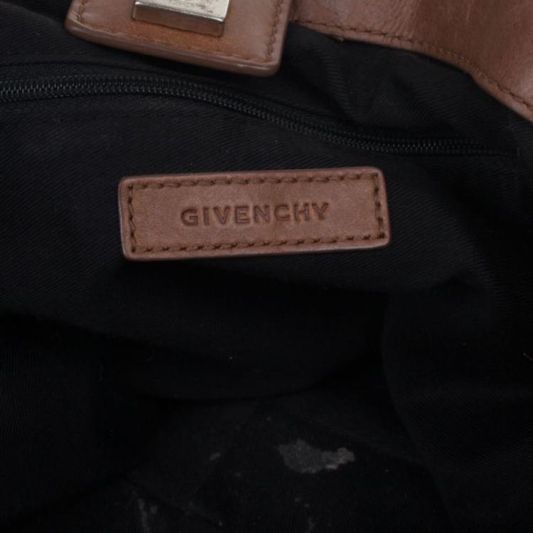 Pre Owned Givenchy Brown Monogram Leather Hobo