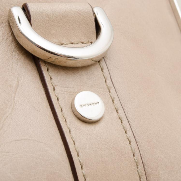 Pre Owned Givenchy Beige Leather Zip Logo Small Shoulder bag