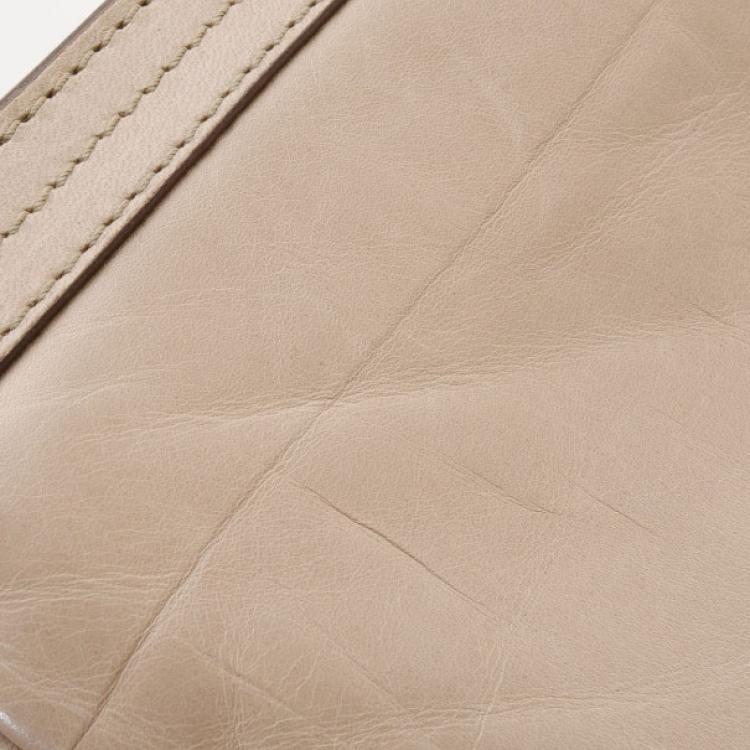 Pre Owned Givenchy Beige Leather Zip Logo Small Shoulder bag