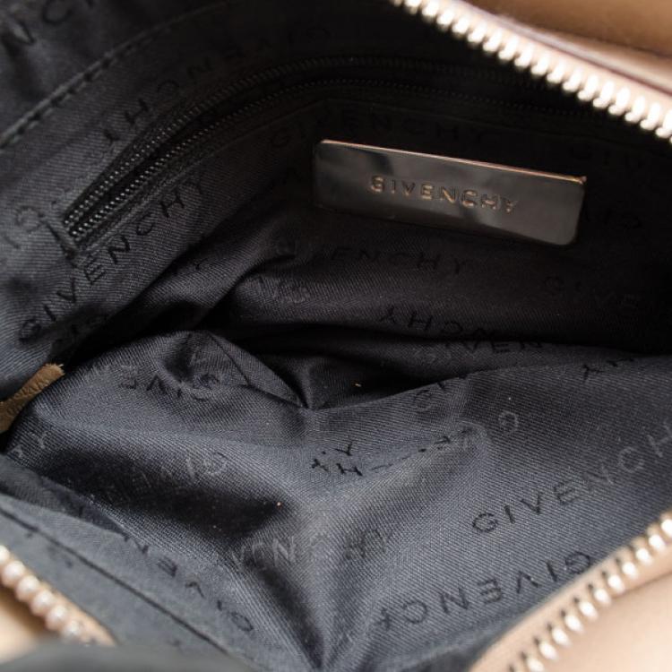 Pre Owned Givenchy Beige Leather Zip Logo Small Shoulder bag
