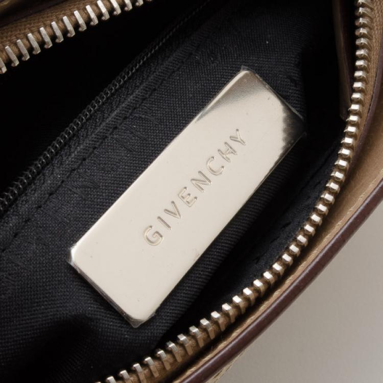Pre Owned Givenchy Beige Leather Zip Logo Small Shoulder bag