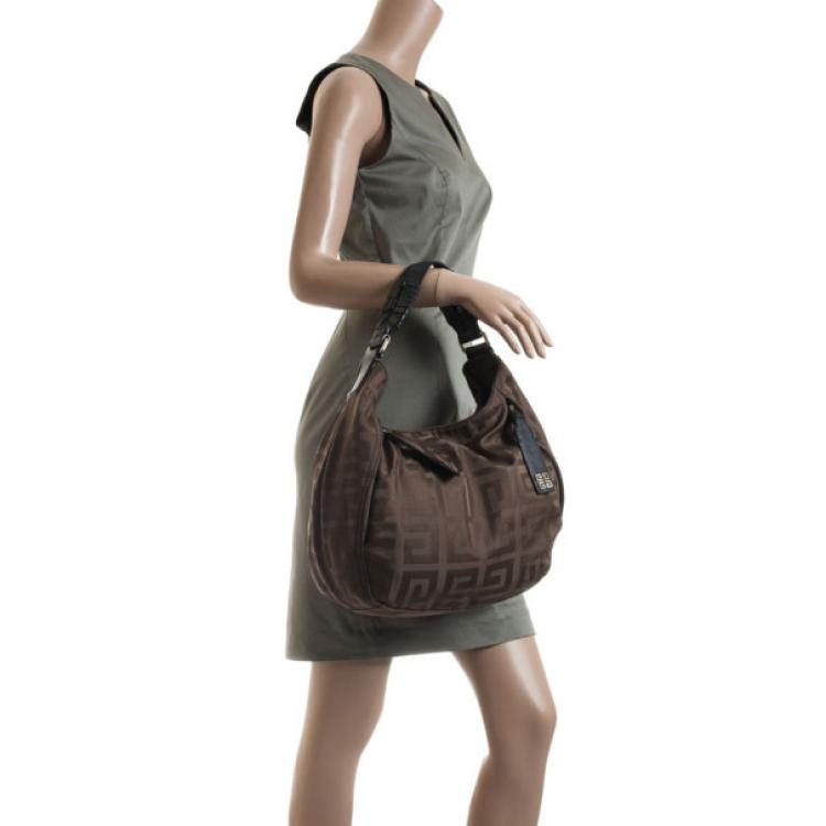 Pre Owned Givenchy Brown Monogram Canvas Logo Hobo