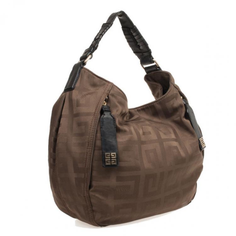 Pre Owned Givenchy Brown Monogram Canvas Logo Hobo