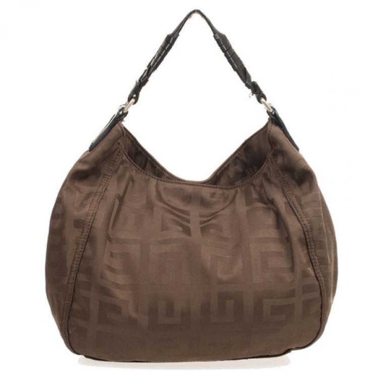 Pre Owned Givenchy Brown Monogram Canvas Logo Hobo