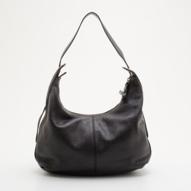 Pre Owned Givenchy Black Monogram Embossed Leather Hobo