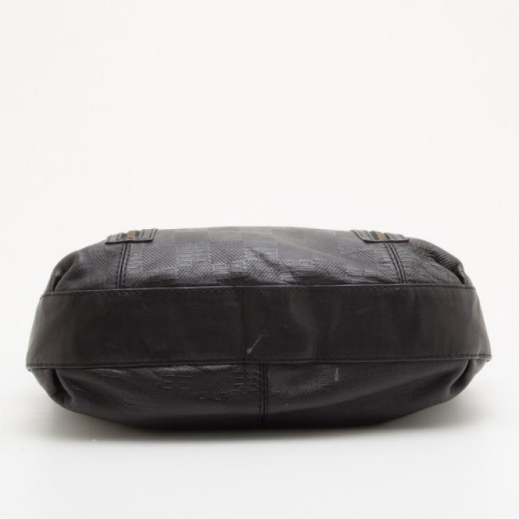 Pre Owned Givenchy Black Monogram Embossed Leather Hobo