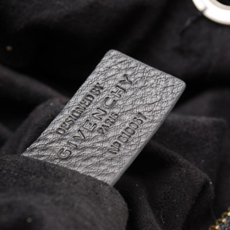 Pre Owned Givenchy Black Monogram Embossed Leather Hobo