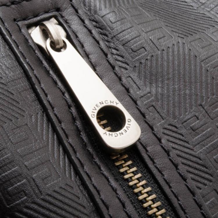 Pre Owned Givenchy Black Monogram Embossed Leather Hobo