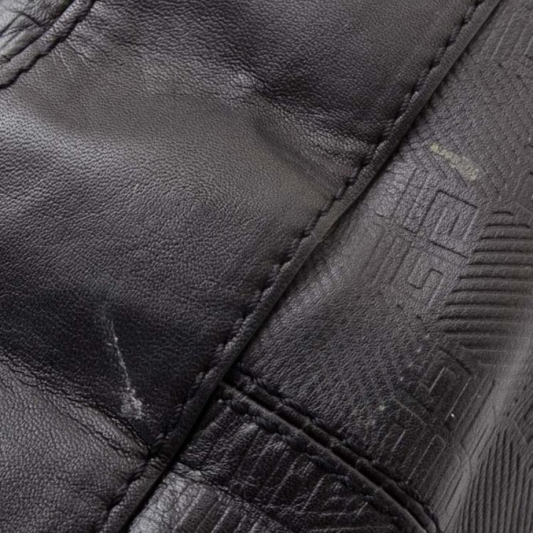 Pre Owned Givenchy Black Monogram Embossed Leather Hobo