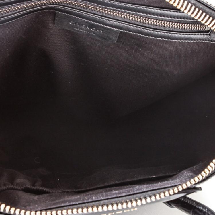 Pre Owned Givenchy Black Croc Embossed Medium Antigona Satchel