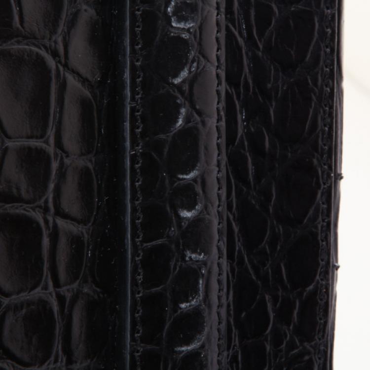 Pre Owned Givenchy Black Croc Embossed Medium Antigona Satchel