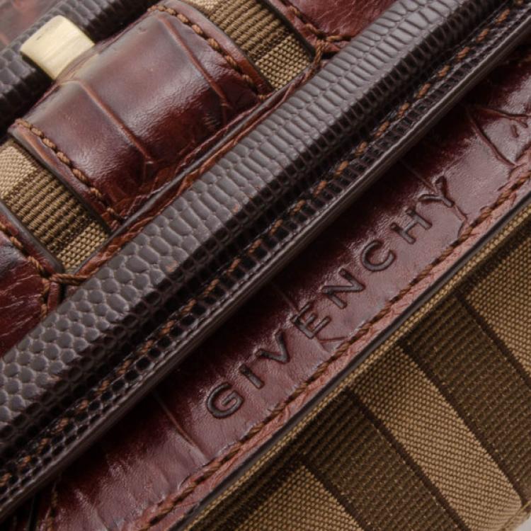 Pre Owned Givenchy Monogram Croc Embossed Small Shoulder Bag