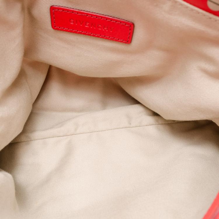 Pre Owned Givenchy Red Monogram Tucked Pleated Tote
