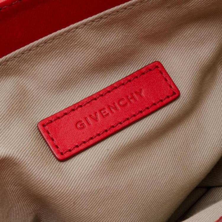 Pre Owned Givenchy Red Monogram Tucked Pleated Tote
