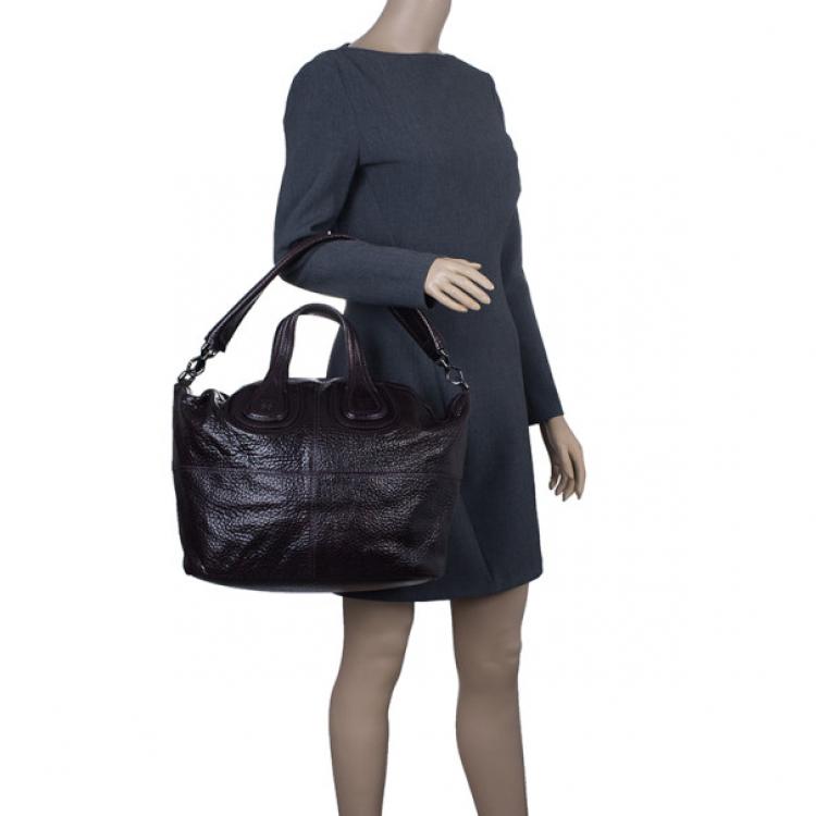 Pre Owned Givenchy Purple Grain Leather Medium Nightingale Shoulder Bag