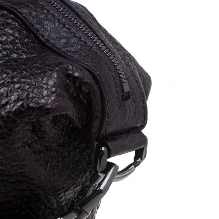 Pre Owned Givenchy Purple Grain Leather Medium Nightingale Shoulder Bag