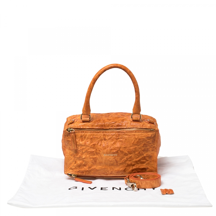Pre Owned Givenchy Orange Leather Large Pandora Shoulder Bag