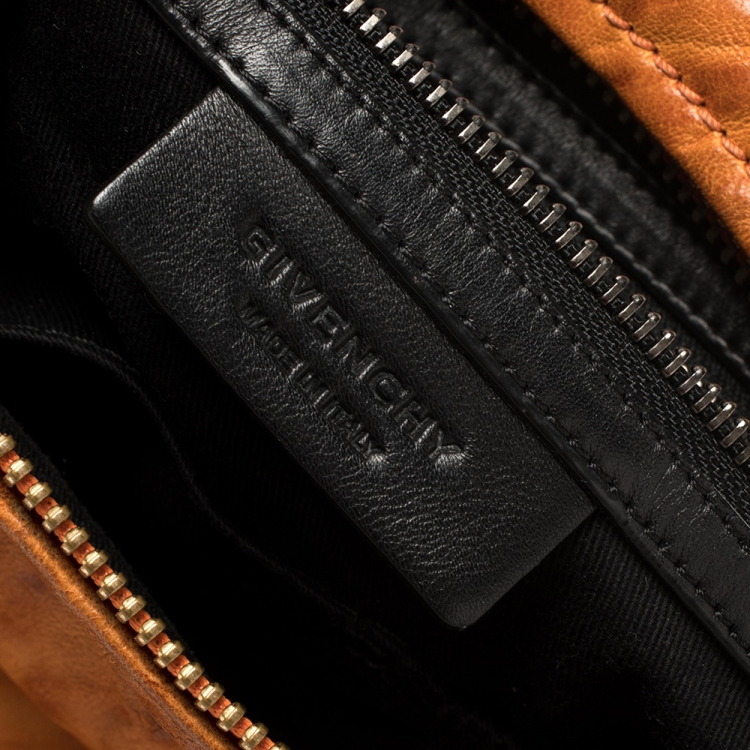 Pre Owned Givenchy Orange Leather Large Pandora Shoulder Bag