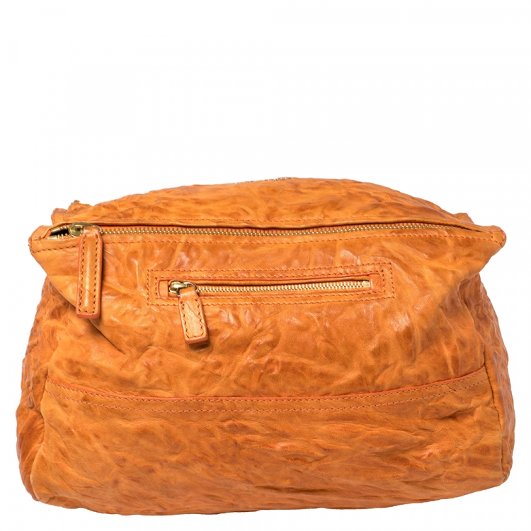 Pre Owned Givenchy Orange Leather Large Pandora Shoulder Bag