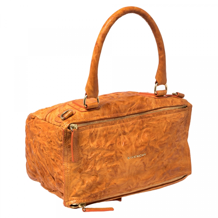 Pre Owned Givenchy Orange Leather Large Pandora Shoulder Bag