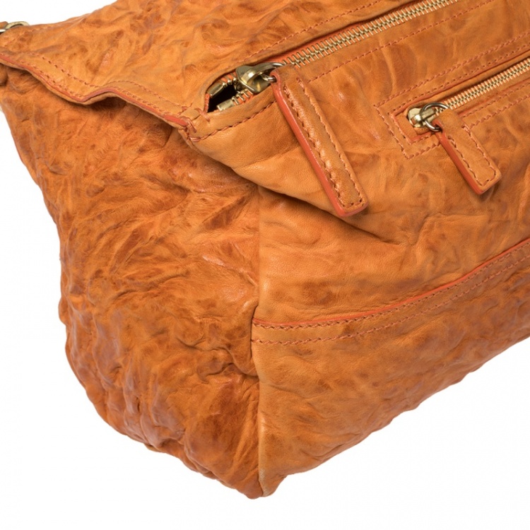 Pre Owned Givenchy Orange Leather Large Pandora Shoulder Bag