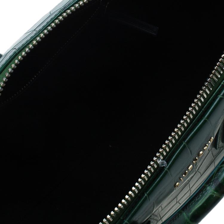 Pre Owned Givenchy Green Croc Embossed Leather Medium Antigona Satchel