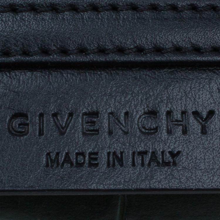 Pre Owned Givenchy Green Croc Embossed Leather Medium Antigona Satchel