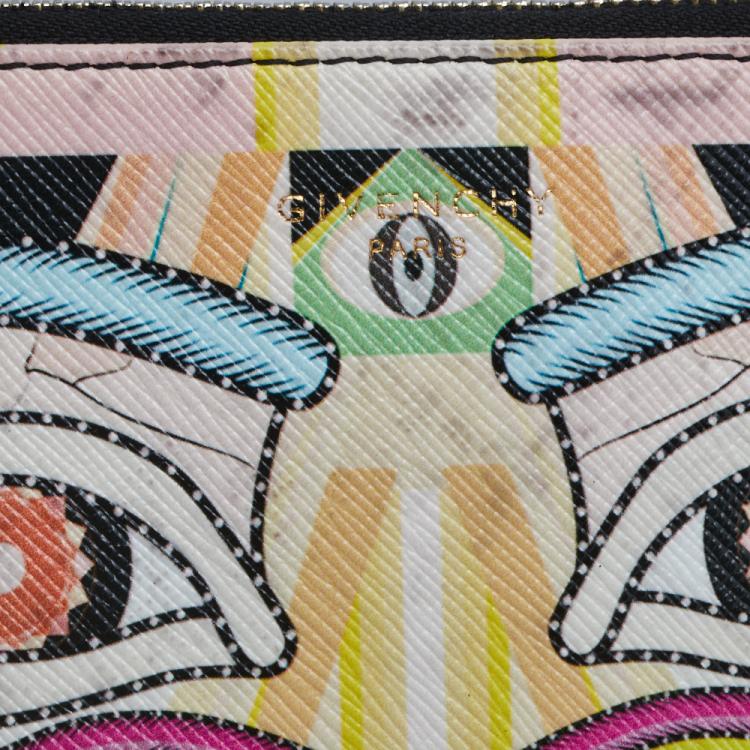 Pre Owned Givenchy Yellow Iconic Dragon Printed Patent Leather Clutch