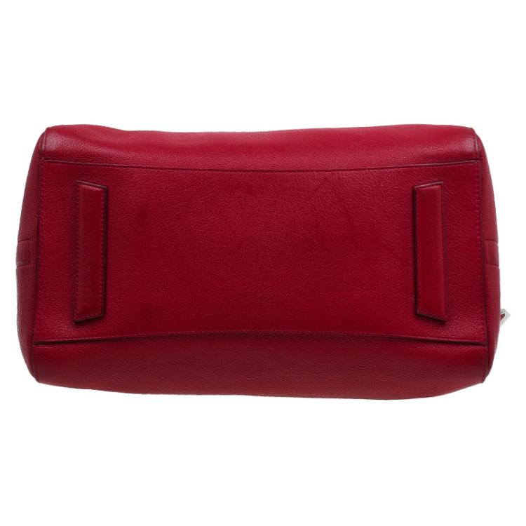 Pre Owned Givenchy Red Leather Medium Antigona Satchel Bag