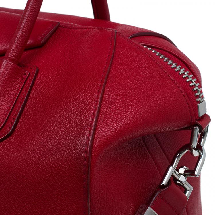 Pre Owned Givenchy Red Leather Medium Antigona Satchel Bag