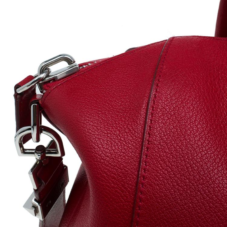 Pre Owned Givenchy Red Leather Medium Antigona Satchel Bag