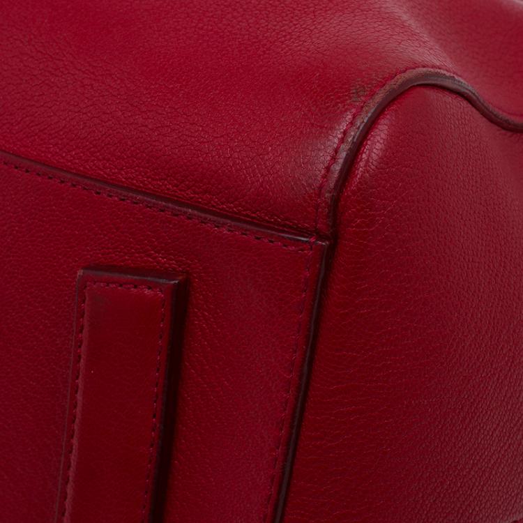 Pre Owned Givenchy Red Leather Medium Antigona Satchel Bag